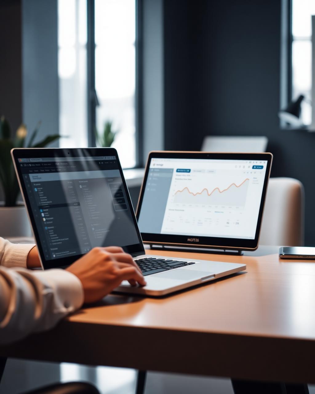 Entrepreneur working on analytics