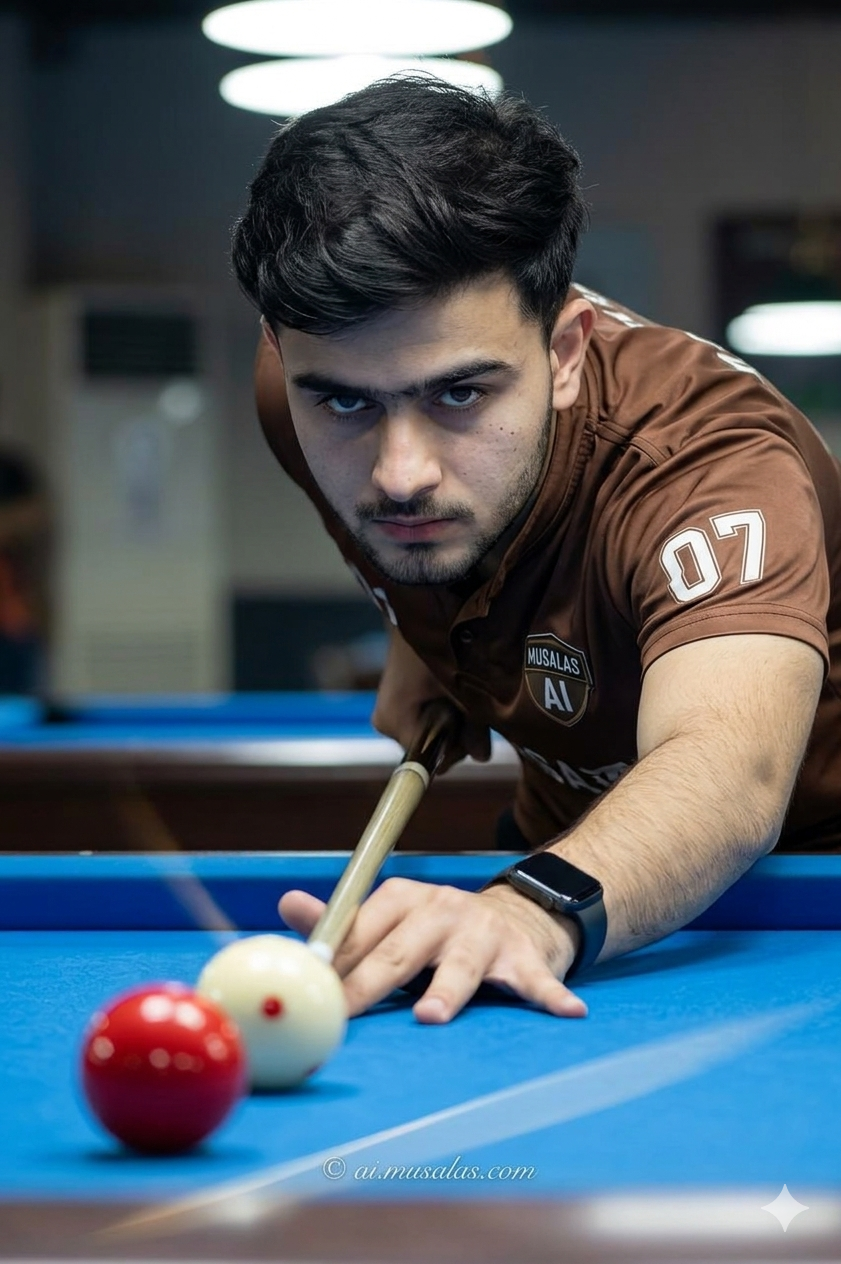Rafiullah playing billiards